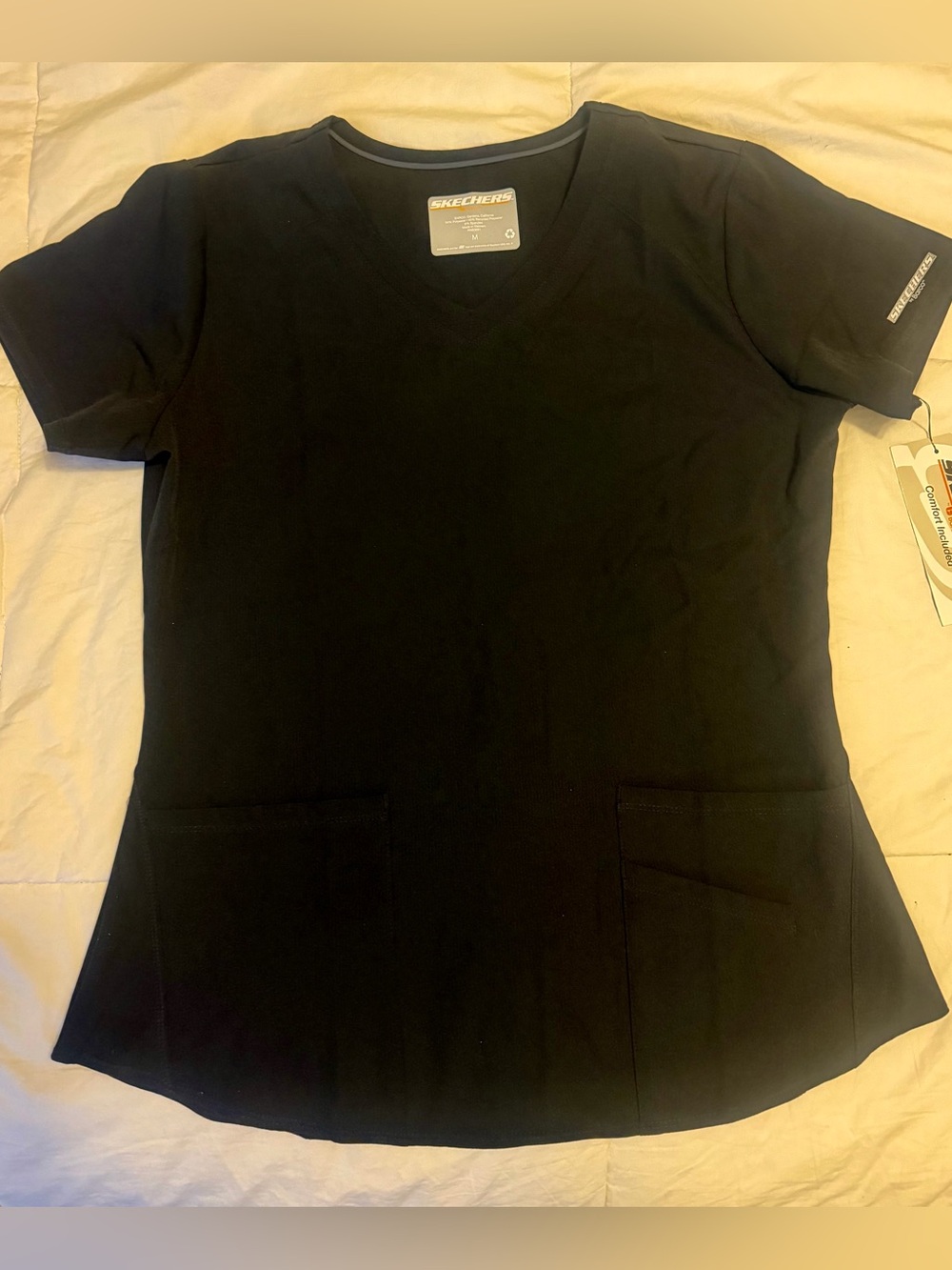 NWT Skechers Women's Black V-Neck Short Sleeve Scrub Top SZ Medium